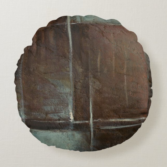 Almofada Redonda Parede de tijolos Vermelho e Cinza (Frente)