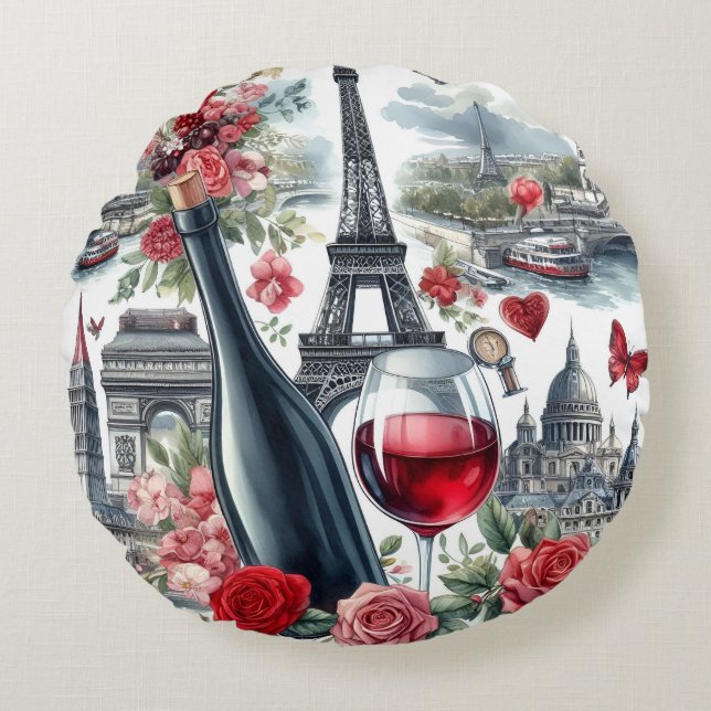 Almofada Redonda paris red wine (Frente)