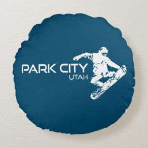 Almofada Redonda Park City Utah Snowboarder Travesseiro decorativo