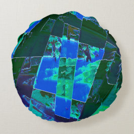 Almofada Redonda partes de pastagens verdes abstrato e céu azul, en