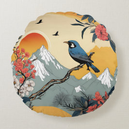 Almofada Redonda Pássaro Anorior