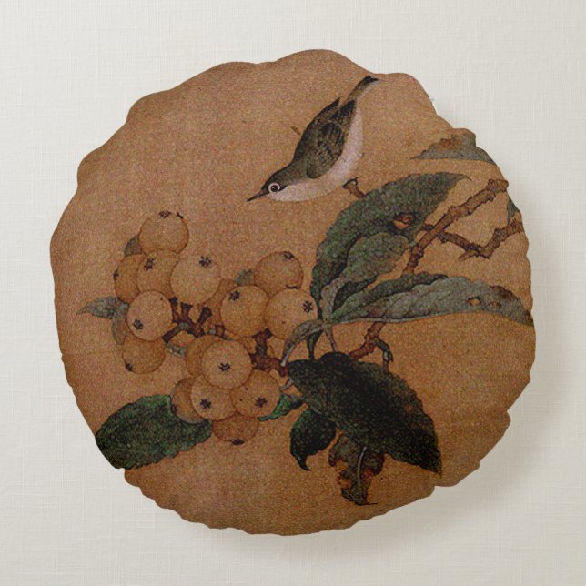 Almofada Redonda Pássaros-do-prata e alvéolos (Verso)