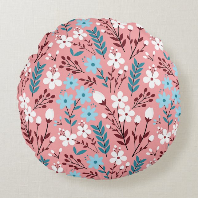 Almofada Redonda Pasta Cor-de-rosa sem costura. (Frente)