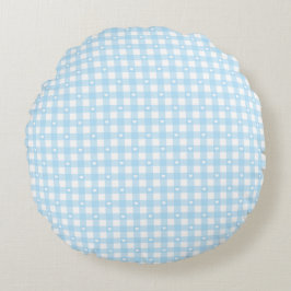 Almofada Redonda Pastel Blue Checks