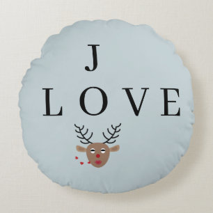 Almofada Redonda Pastel Blue Reindeer Ama Joia Festiva Natal
