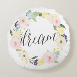 Almofada Redonda Pastel Primavera Floral Wreath | Dream Round Trave