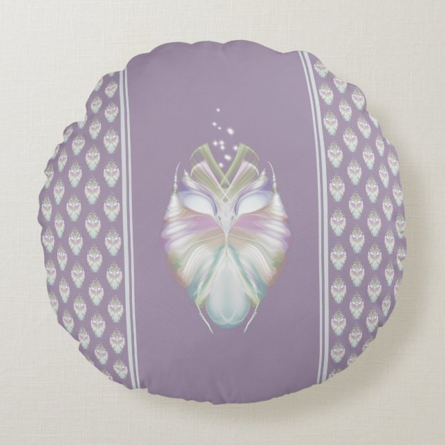 Almofada Redonda Pastel Purple Oracle Owl (Frente)