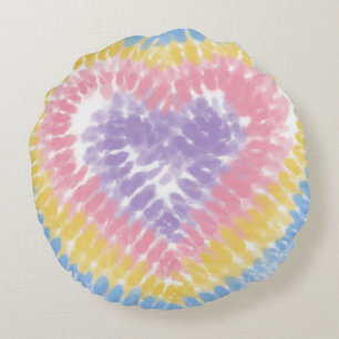 Almofada Redonda Pastel Tie Dye Heart