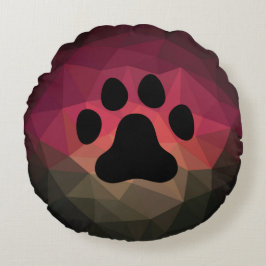 Almofada Redonda Pata de cão, pegada animal, pé de gato