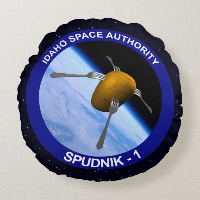 Almofada Redonda Patch da Missão de Satélite Idaho Spudnik (Frente)