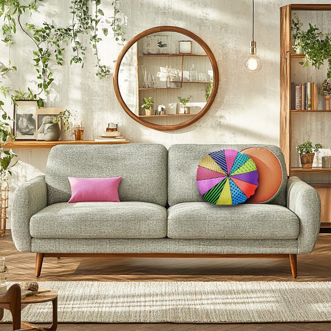 Almofada Redonda Patches de arte na Pop (Criador carregado)