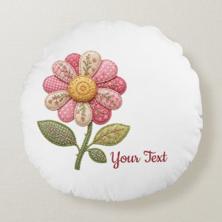 Almofada Redonda Patchwork Blume im Landhausstil