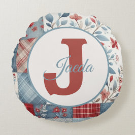 Almofada Redonda Patchwork Denim Koala Throw Pillow