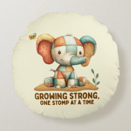 Almofada Redonda Patchwork Elephant “Growing Strong