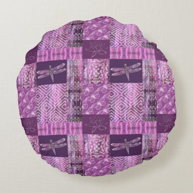 Almofada Redonda Patina roxo: Mosaico (Verso)