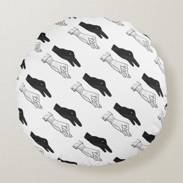 Almofada Redonda Pato Silhouette Mão (Frente)