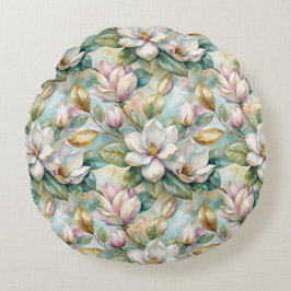 Almofada Redonda Pattern Elegant Magnolia Flowers