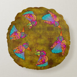 Almofada Redonda Pattern With bird creatures
