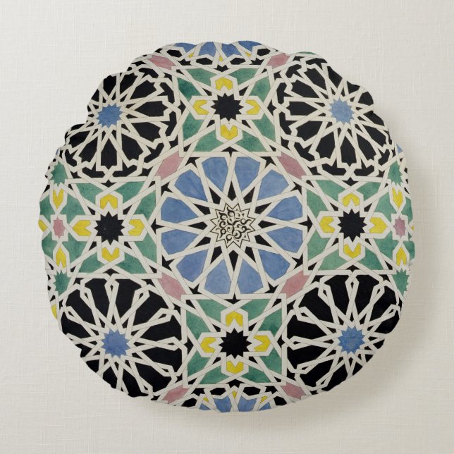 Almofada Redonda Pavimento de mosaico no Alhambra, 'do Arabian (Frente)