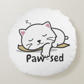 Almofada Redonda Paw-sed Cat Throw Pillow – Soft & Snuggly Nap Deco