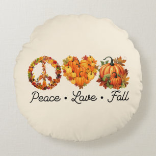 Almofada Redonda Paz, Amor, Queda - Pumpkins