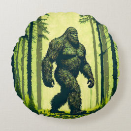 Almofada Redonda Pé Grande Para Uma Caminhada Florestal Sasquatch