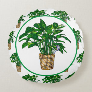 Almofada Redonda Peace Lily Hand desenhada
