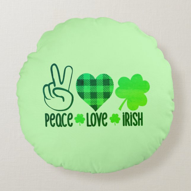 Almofada Redonda Peace Love Irish-66677 (Frente)