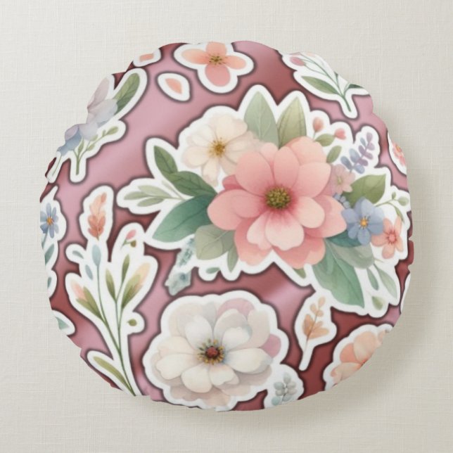 Almofada Redonda Peach Floral Round Pillow (Frente)