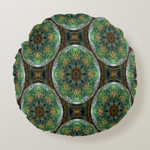 Almofada Redonda Peacock Feather Mandala...