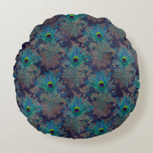 Almofada Redonda Peacock feather paisley roxo boho thor