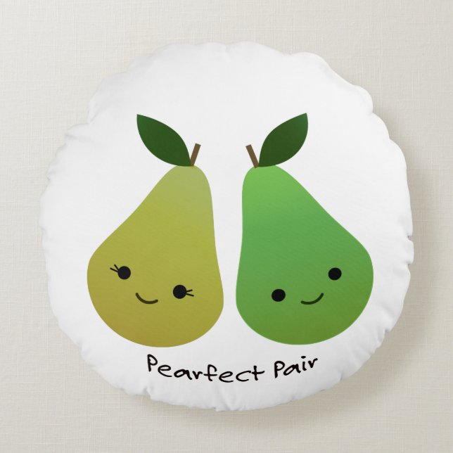 Almofada Redonda Pearfect Pear Kawaii Pears (Frente)