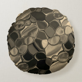 Almofada Redonda Peças castanhas, círculos e formas arredondadas