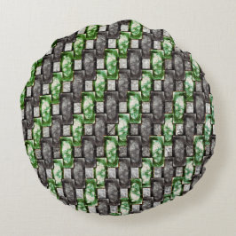 Almofada Redonda Peças retangulares esculpidas e manchadas, cinzas