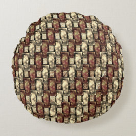Almofada Redonda Peças retangulares esculpidas, ouro castanho