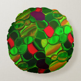 Almofada Redonda Pedaços de cores, círculos e formas arredondadas