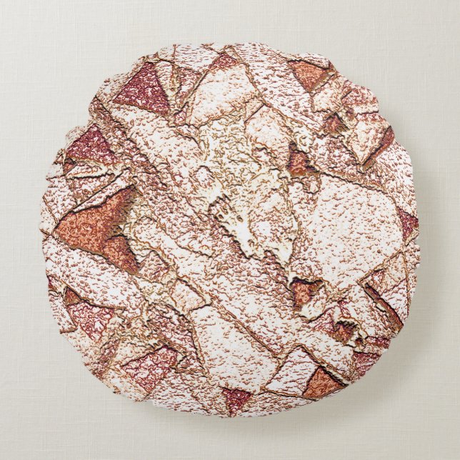 Almofada Redonda Pedra dura em castanho claro cremoso (Frente)