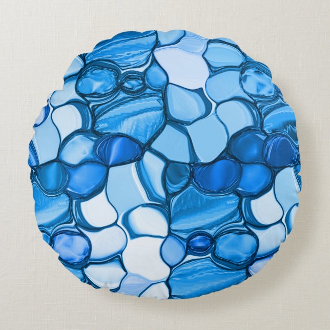 Almofada Redonda Pedras redondas em tons semelhantes ao azul real (Frente)
