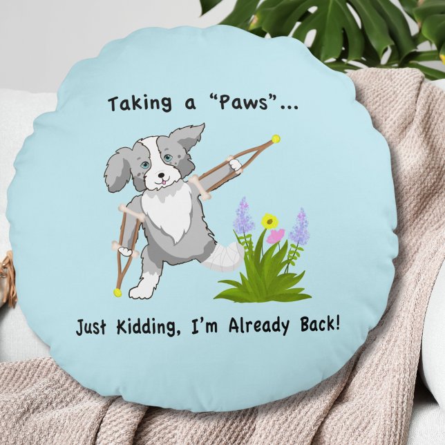 Almofada Redonda Pegando uma Collie em Cruzadas (Criador carregado)