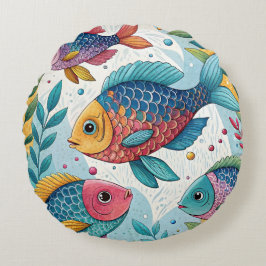 Almofada Redonda Peixe-arco-íris submarino