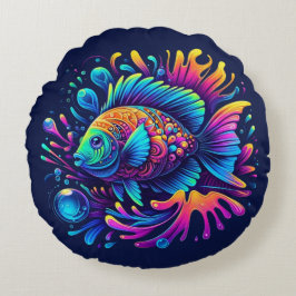 Almofada Redonda Peixes Coloridos