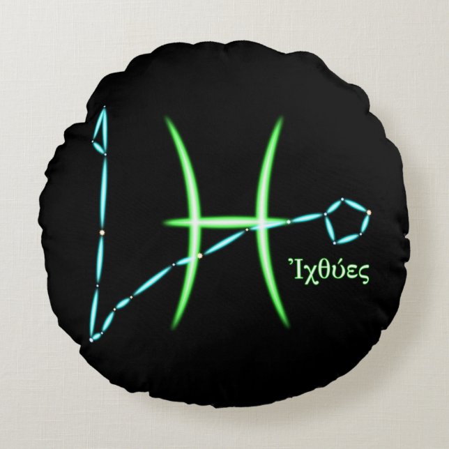 Almofada Redonda Peixes de constelação Zodiac Travesseiro redondo (Frente)