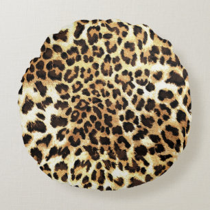 Almofada Redonda Pele-leopardo, design de padrão uniforme.