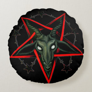 Almofada Redonda Pentagram reverso caído Baphomet do Airbrush
