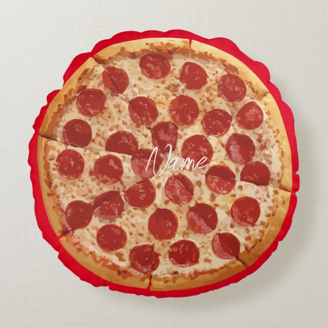 Almofada Redonda Pepperoni Pizza Thunder_Cove (Frente)