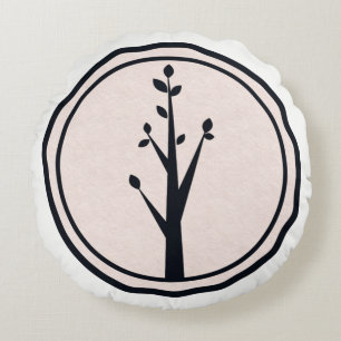 Almofada Redonda Pequena Árvore Rústica Natureza Minimalista Decora
