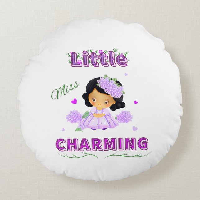 Almofada Redonda Pequena senhorita encantadora (Frente)