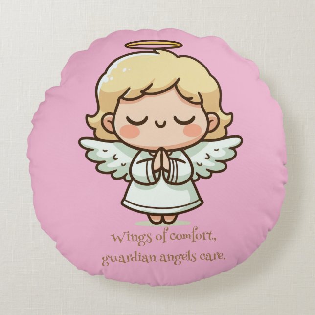 Almofada Redonda Pequeno anjo de oração (Frente)