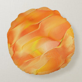 Almofada Redonda Pequeno esculpido em amarelo e muito laranja