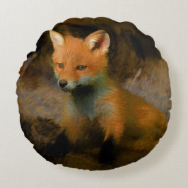 Almofada Redonda Pequeno Fox Cub Retrato